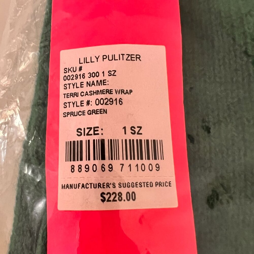 Lilly Pulitzer Terri Cashmere Wrap Spruce Green NWT